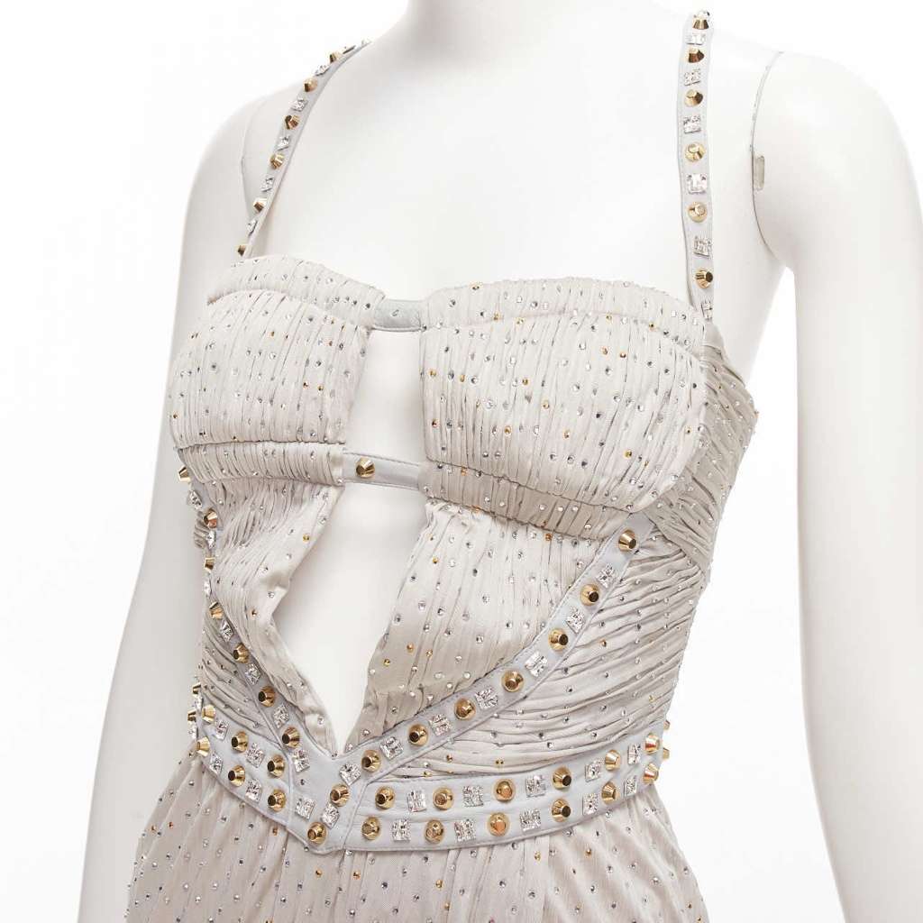 Versace Crystal Harness Dress Silver Viscose Good condition - Back View