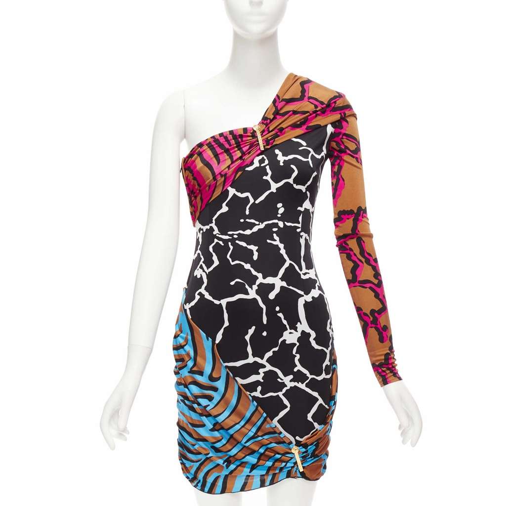 Versace Giraffe Wiggle Dress MultiColor Viscose Very good - Front View