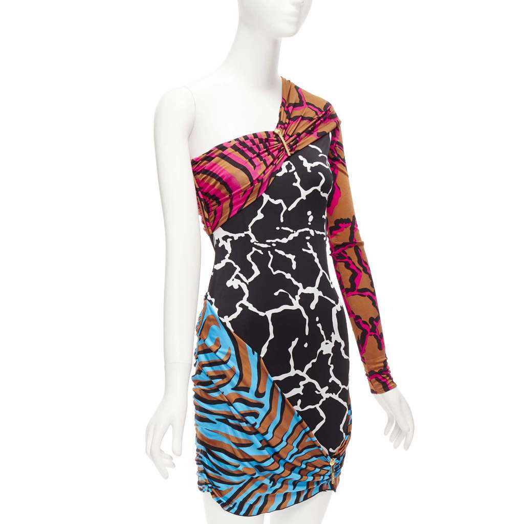 Versace Giraffe Wiggle Dress MultiColor Viscose Very good - Inside View