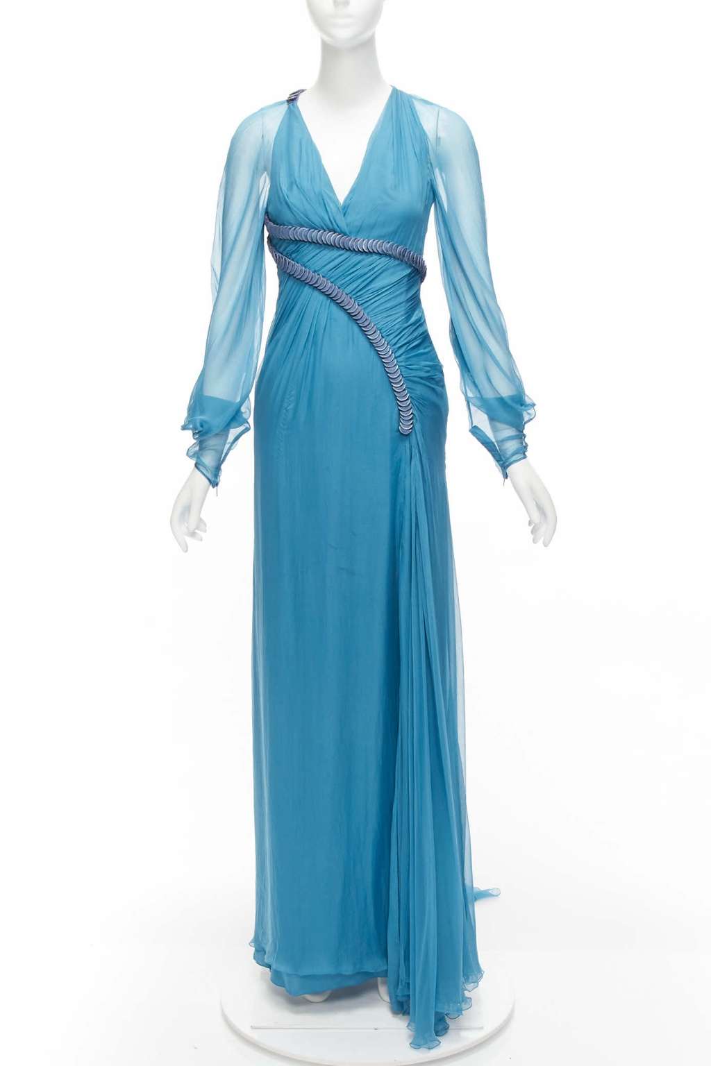Versace Pailette Gown Blue Silk Fair - Inside View