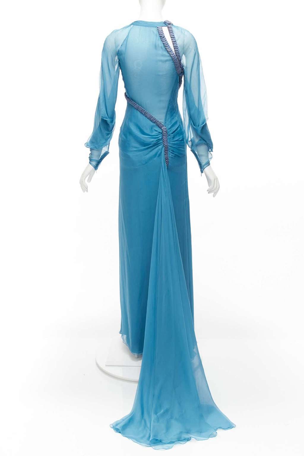 Versace Pailette Gown Blue Silk Fair - Box View