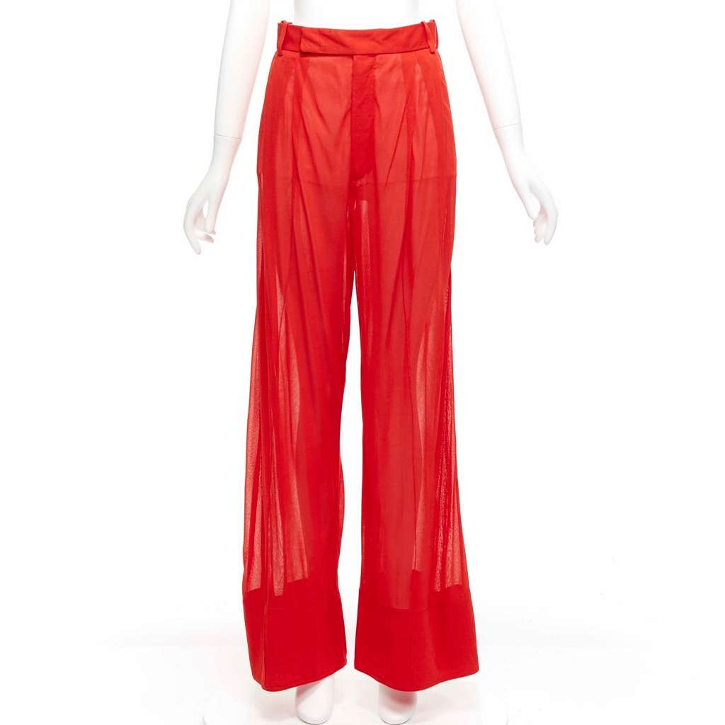 Celine Sheer Wide Pants Red Viscose Never worn, with tag - Front View