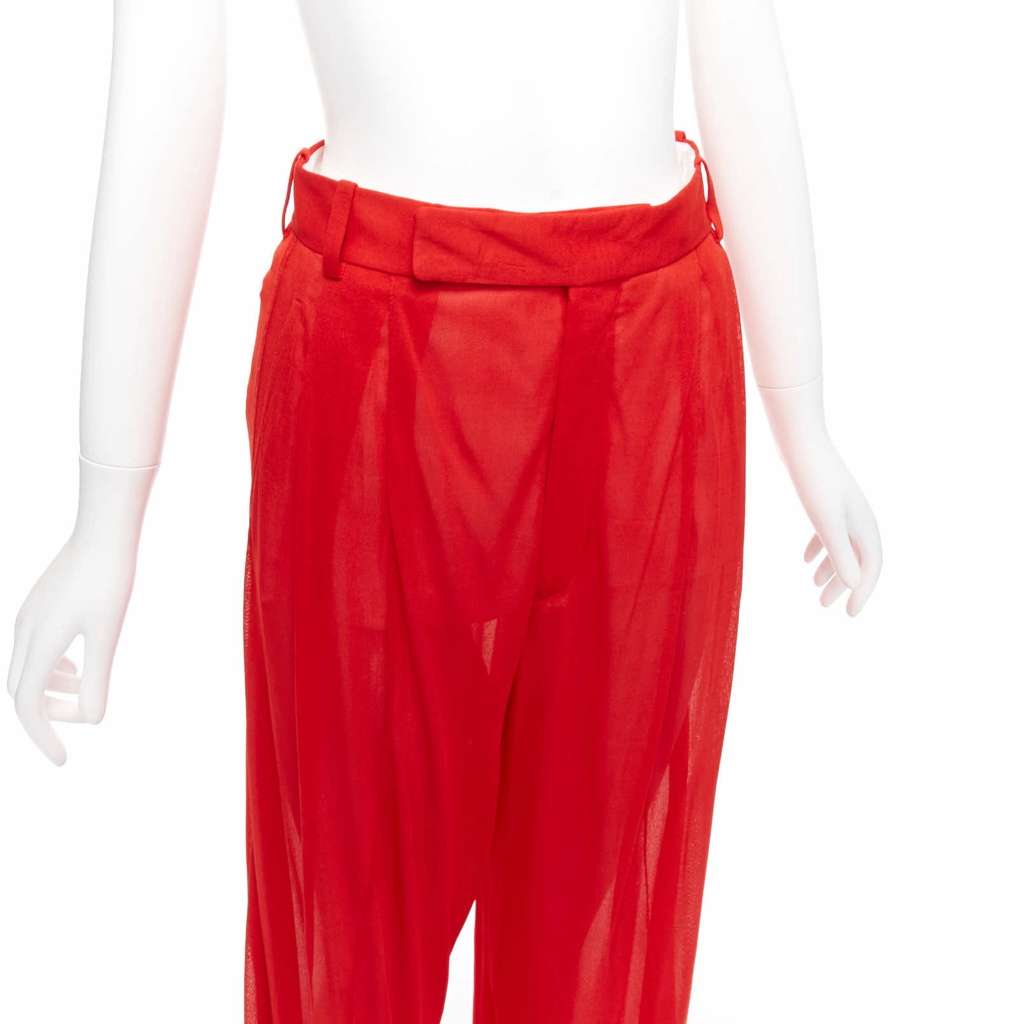 Celine Sheer Wide Pants Red Viscose Never worn, with tag - Back View