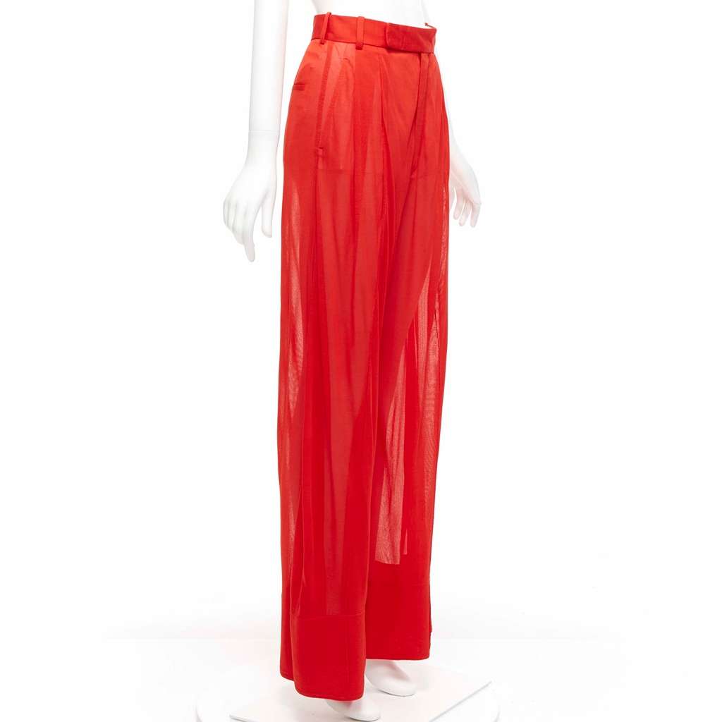 Celine Sheer Wide Pants Red Viscose Never worn, with tag - Inside View