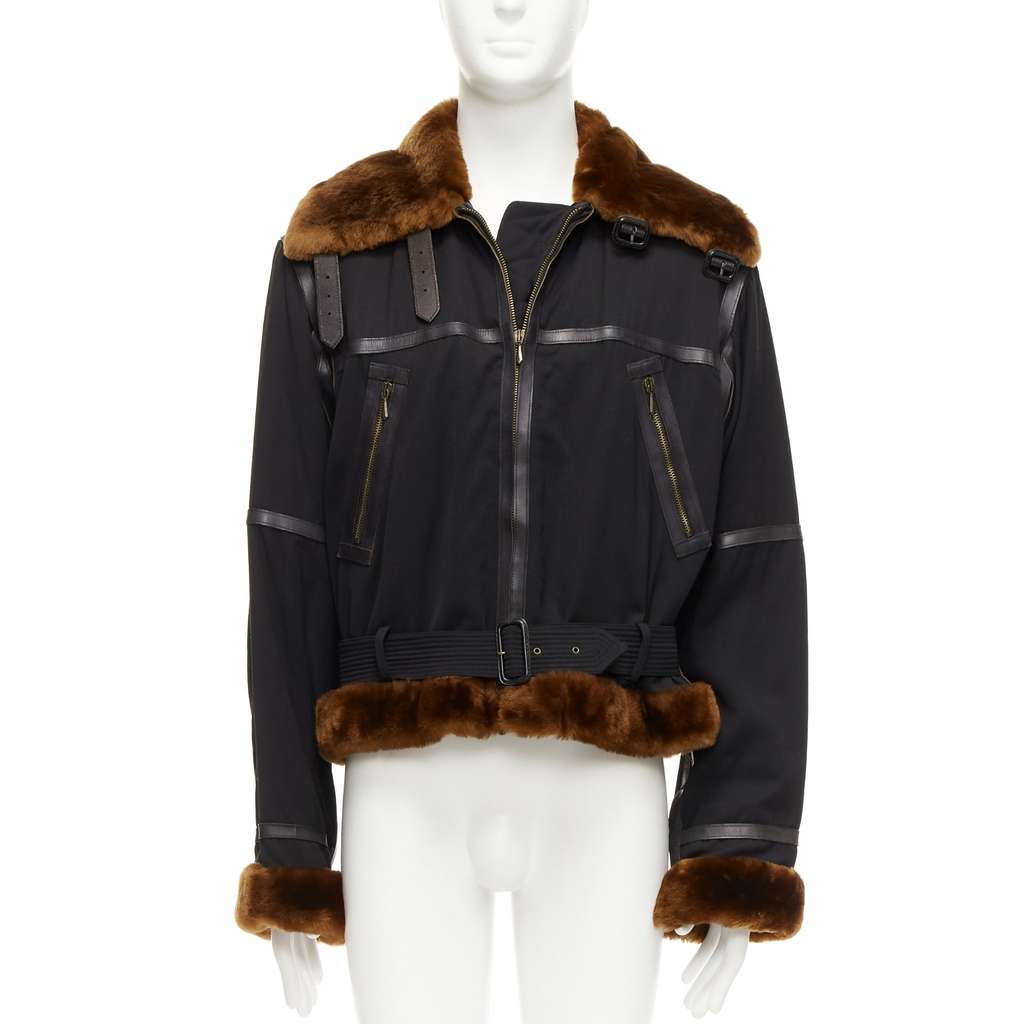 Jean Paul Gaultier Black Aviator Jacket Black Wool Good - Front View