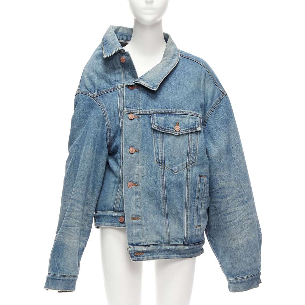 Balenciaga Washed Denim Deconstructed Jacket Blue Cotton Never worn, with tag - Front View