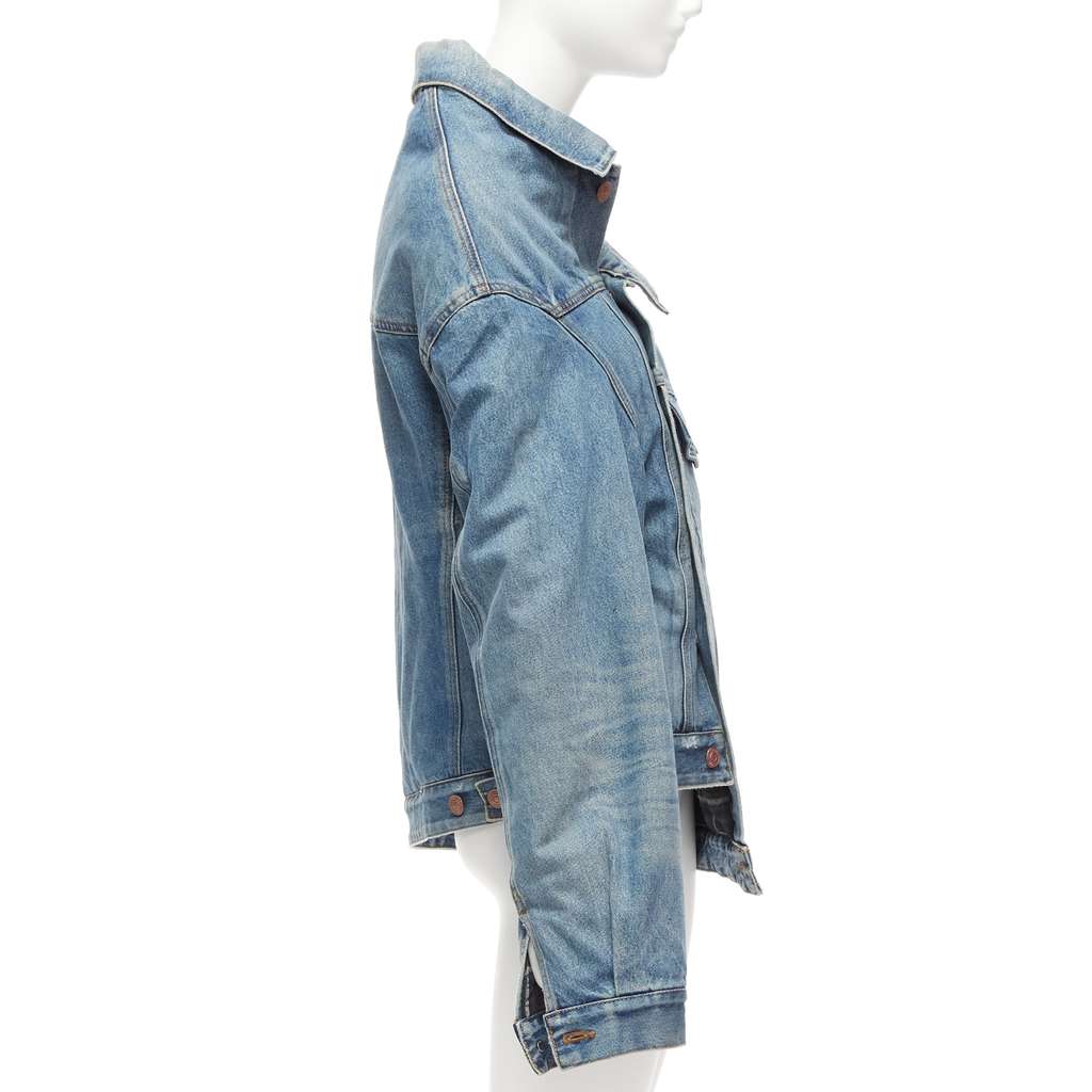 Balenciaga Washed Denim Deconstructed Jacket Blue Cotton Never worn, with tag - Model View