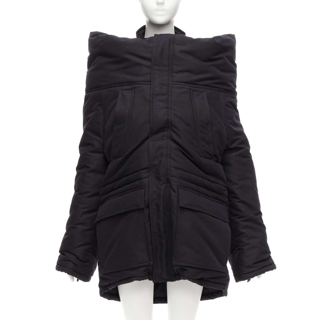 Balenciaga CB Parka 681495 Black Polyamide Never worn - Front View