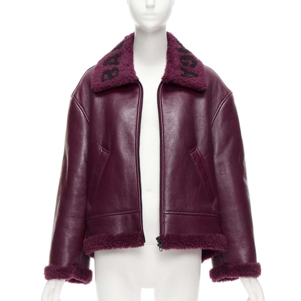 Balenciaga Shearling Bombardier Burgundy Fur Never worn, with tag - Inside View