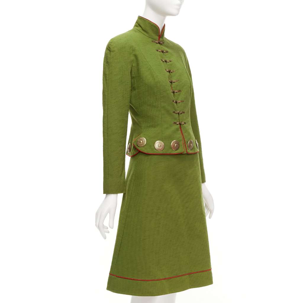 Dior Green Skirt Suit Green Cotton Never worn, with tag - Model View