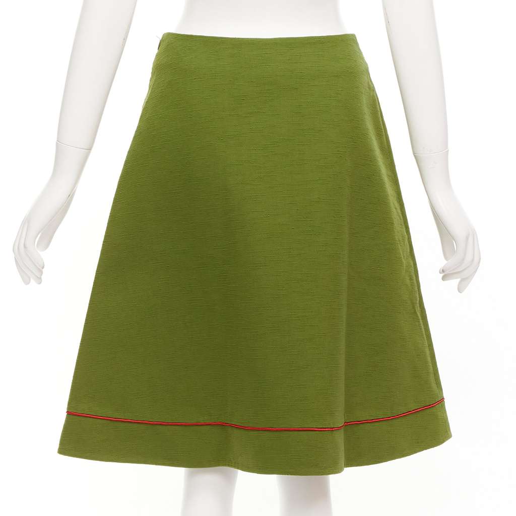 Dior Pique A-line Skirt Green Cotton Never worn, with tag - Model View