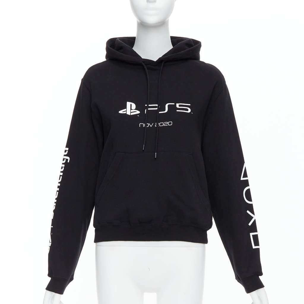 Balenciaga Logo Fitted Hoodie Black Cotton Never worn, with tag - Front View