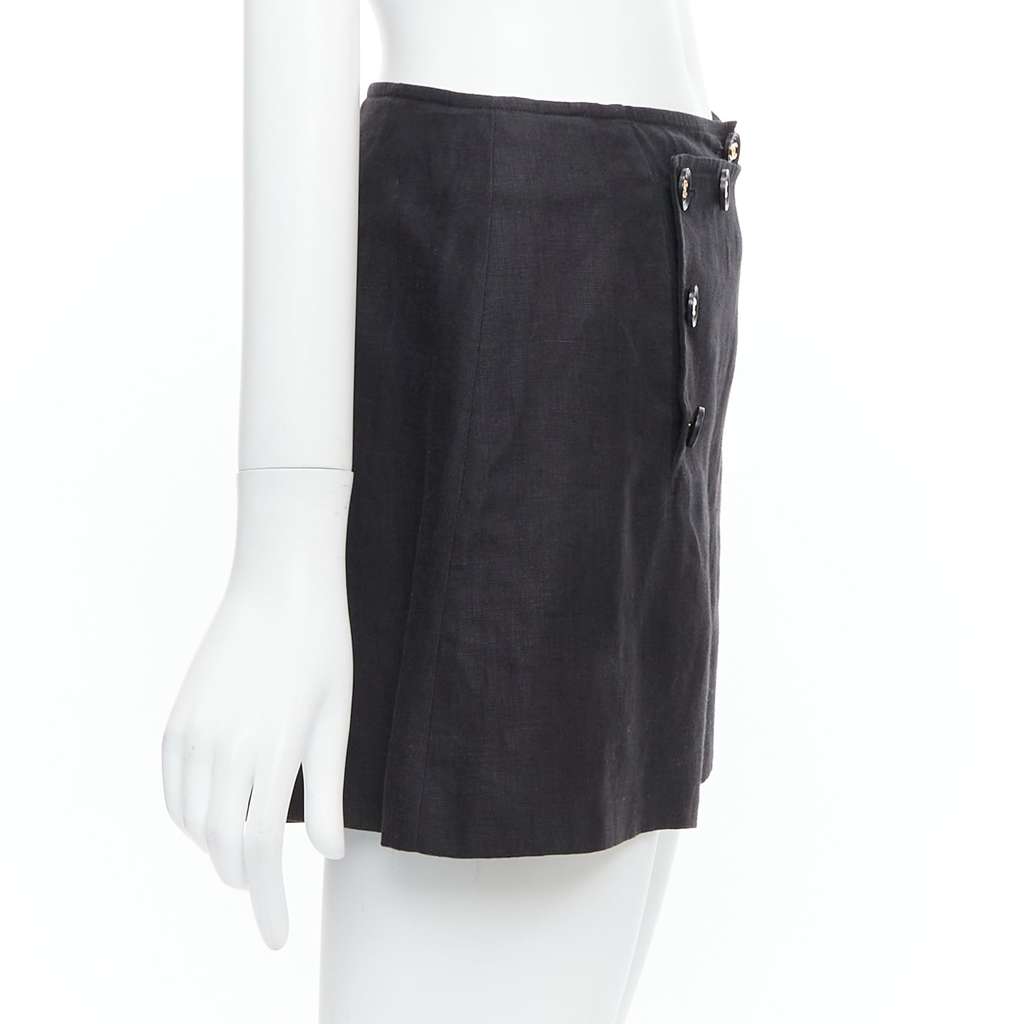 Chanel Gold Sailor Shorts Black Linen Never worn - Model View