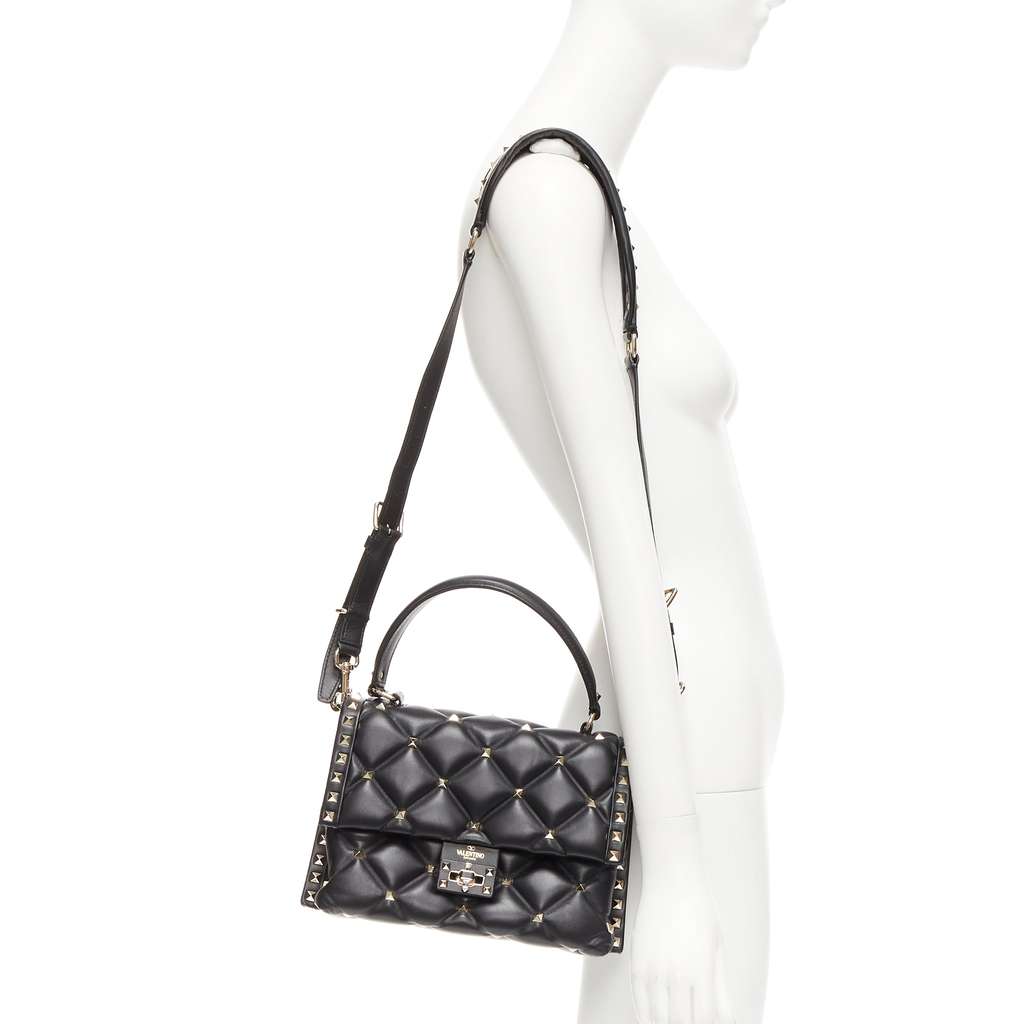 Valentino Garavani Candystud Black Leather Good condition - Back View