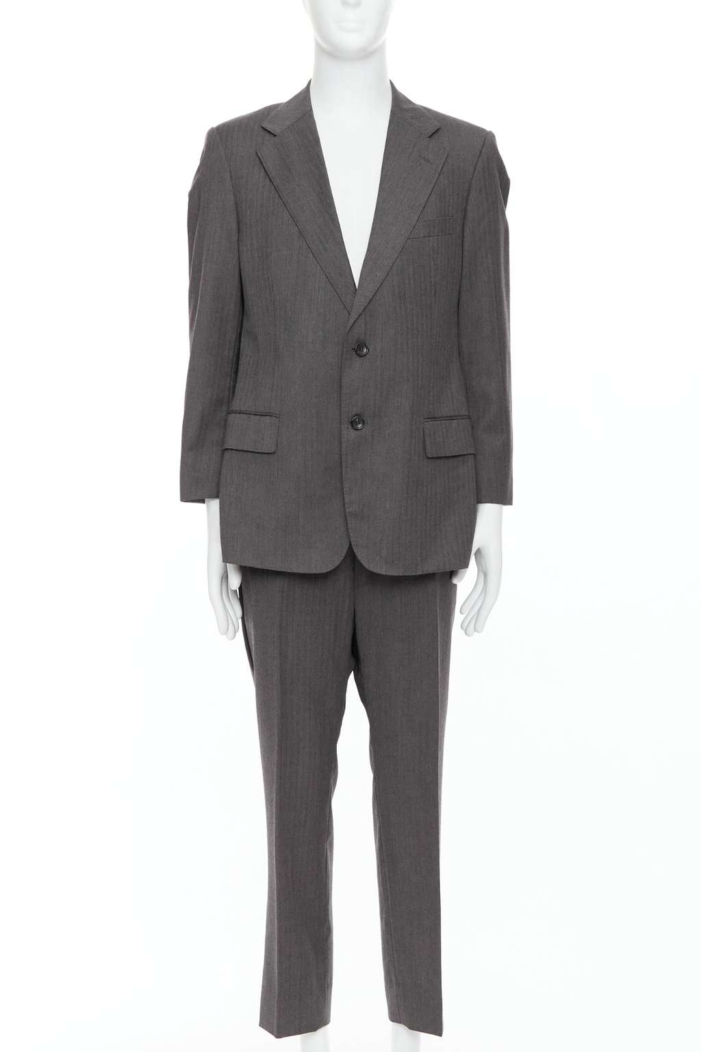 Gucci Grey Cropped Sleeve Suit Grey Wool Very good - Front View