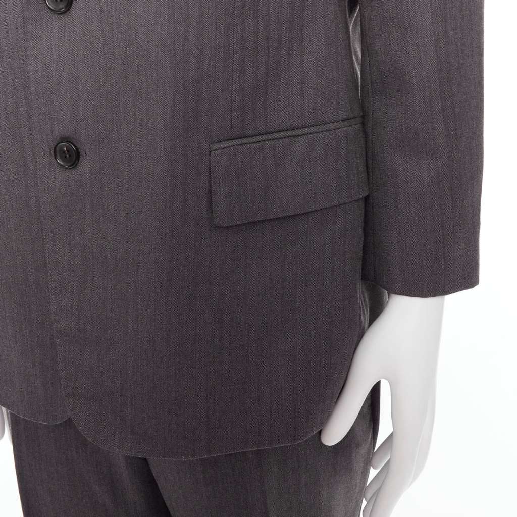 Gucci Grey Cropped Sleeve Suit Grey Wool Very good - Back View