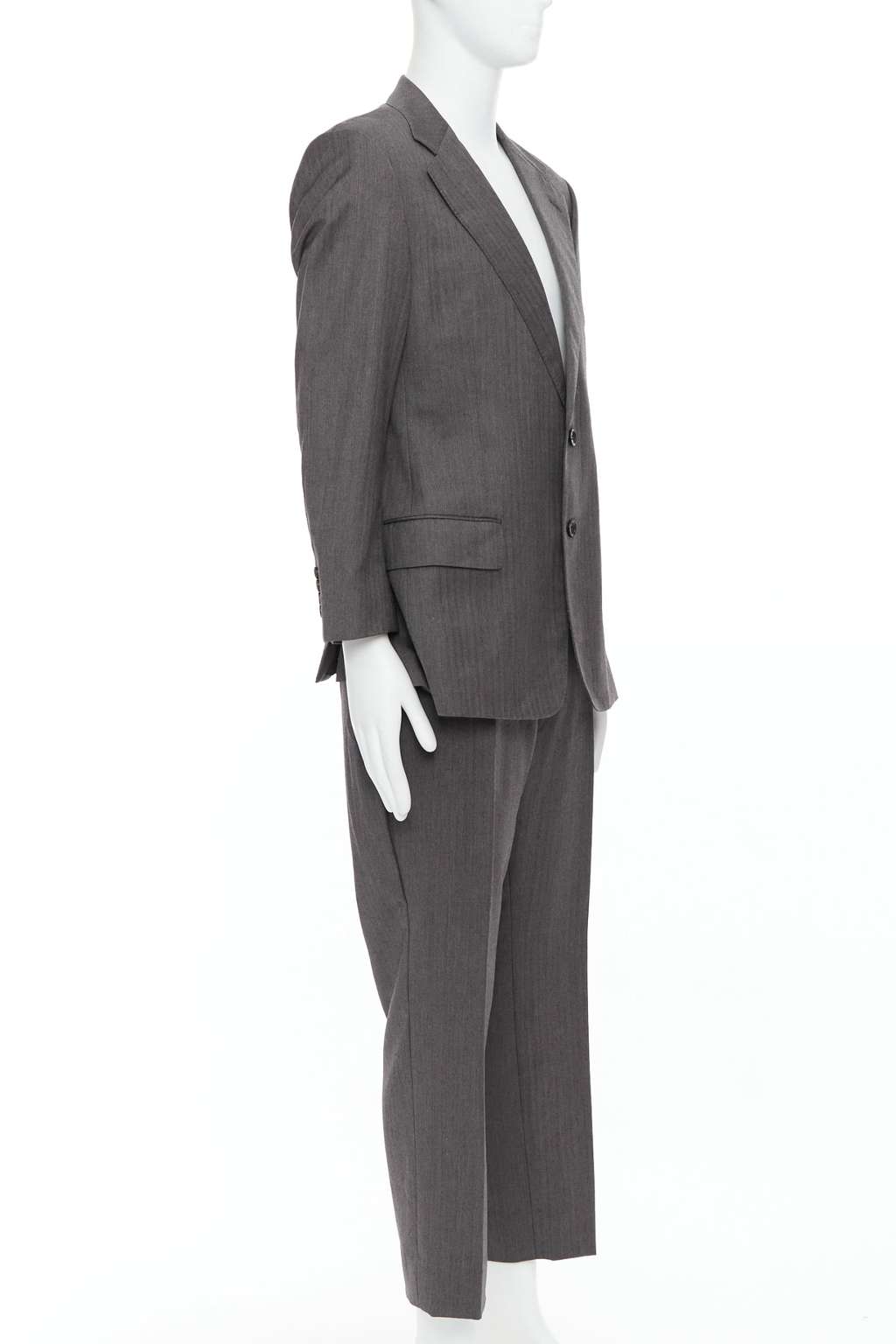Gucci Grey Cropped Sleeve Suit Grey Wool Very good - Inside View