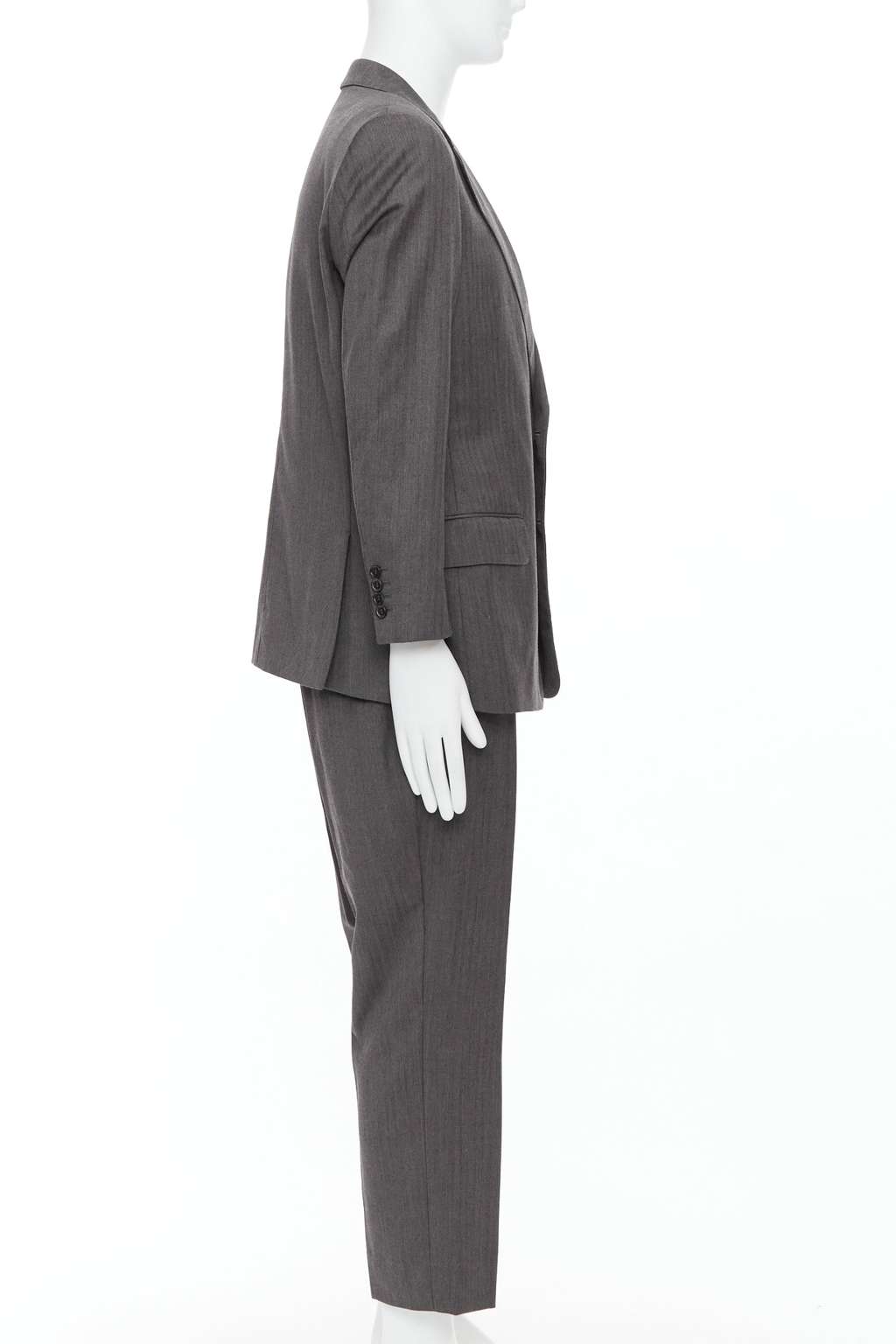 Gucci Grey Cropped Sleeve Suit Grey Wool Very good - Model View