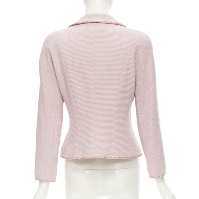 Dior Pink Tweed Ribbon Jacket Pink Wool Very good - Model View