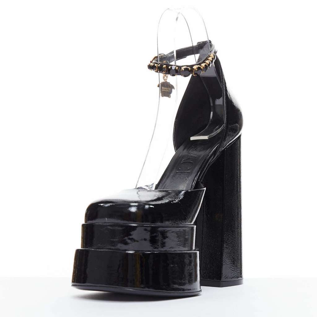 Versace Aevitas Patent Platform Black Never worn - Model View