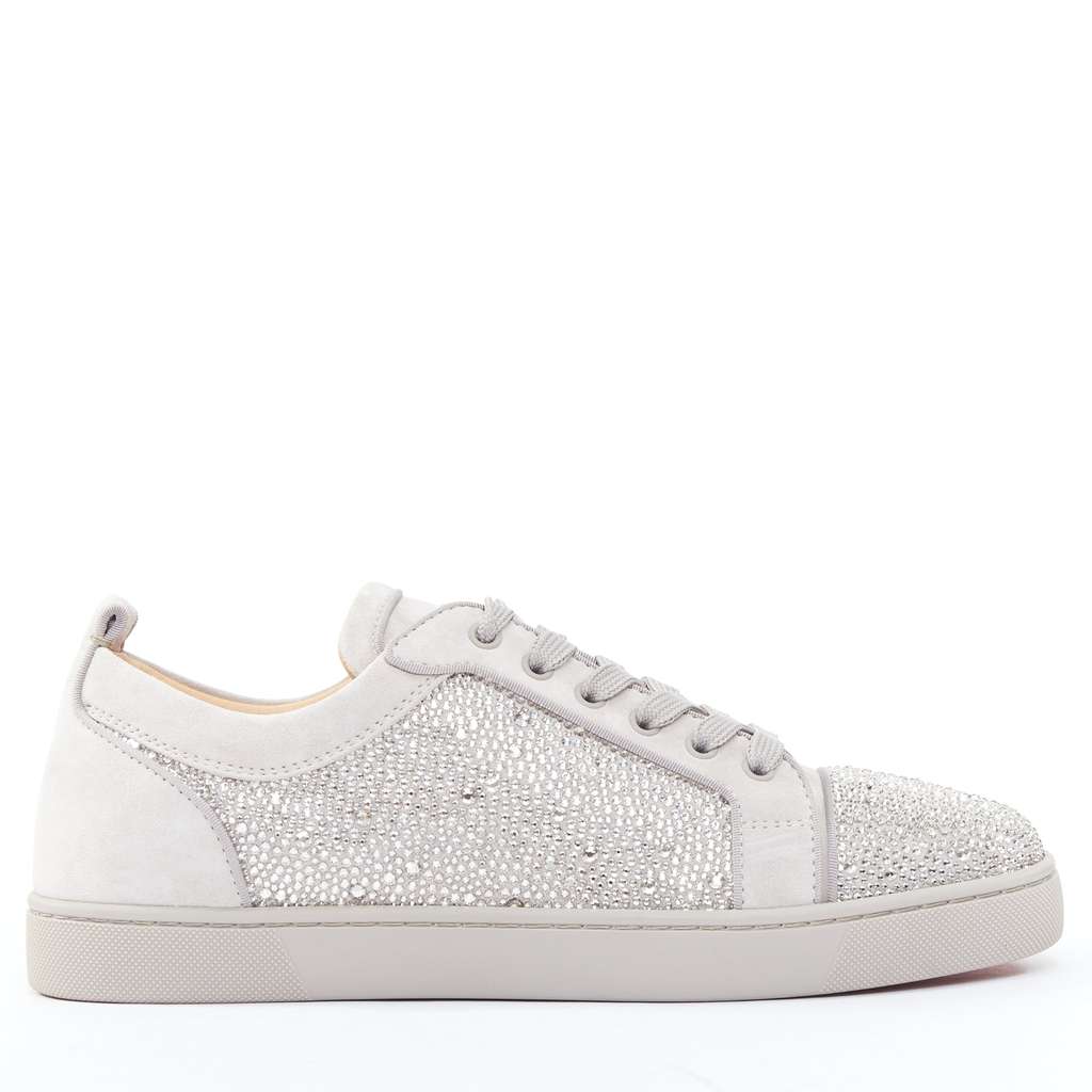 Christian Louboutin Louis Junior Strass Flat Grey Suede Never worn - Back View