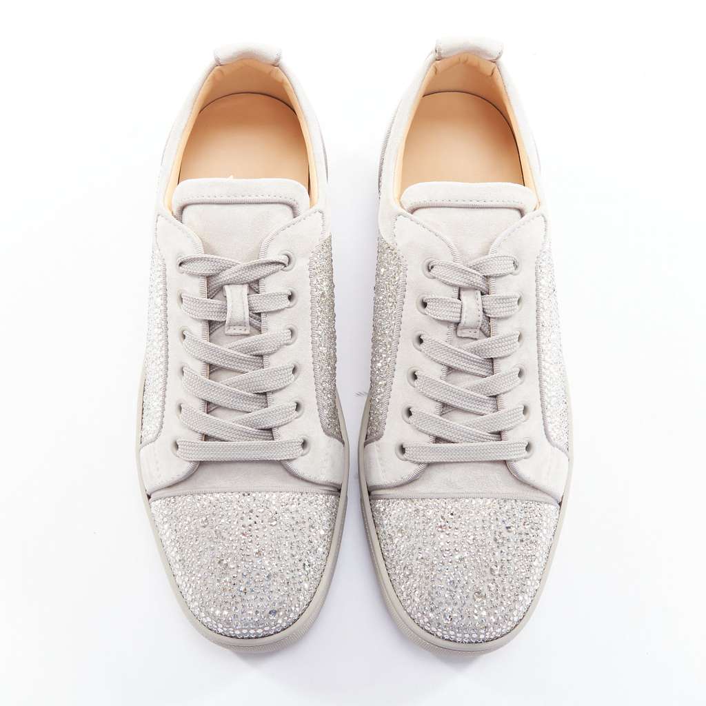 Christian Louboutin Louis Junior Strass Flat Grey Suede Never worn - Inside View