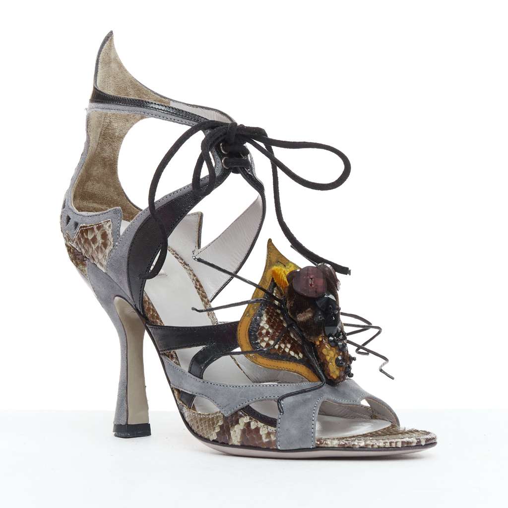 Miu Miu Spider Sandals Grey Leather Very good condition - Inside View