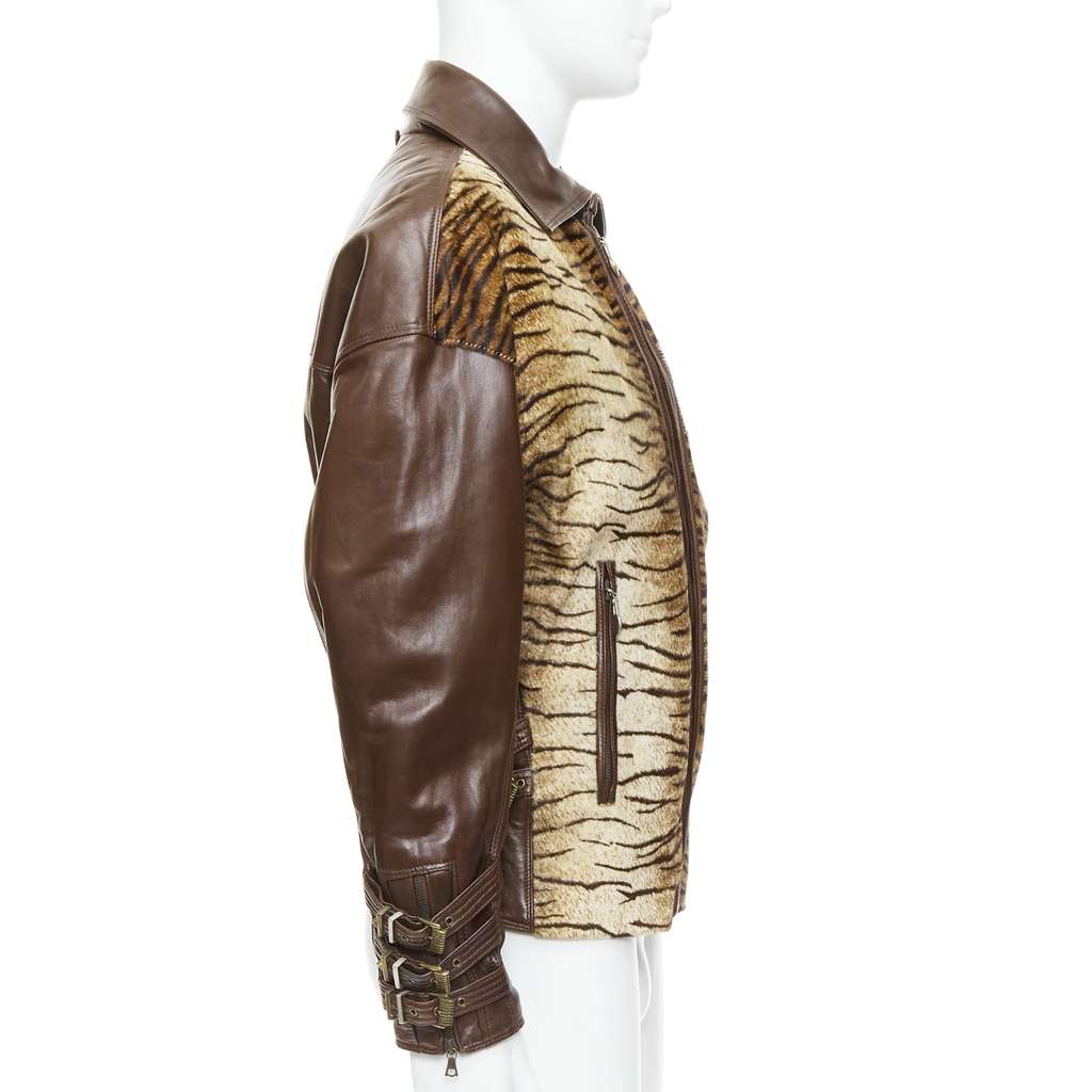Gianni Versace Tiger Leather Bomber Brown Leather Good - Box View