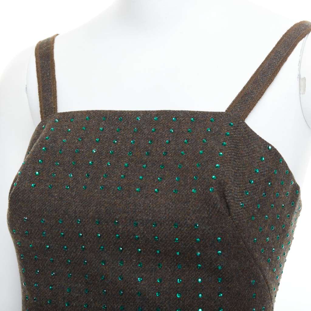 Miu Miu Green Crystal Bustier Green Wool Never worn - Back View
