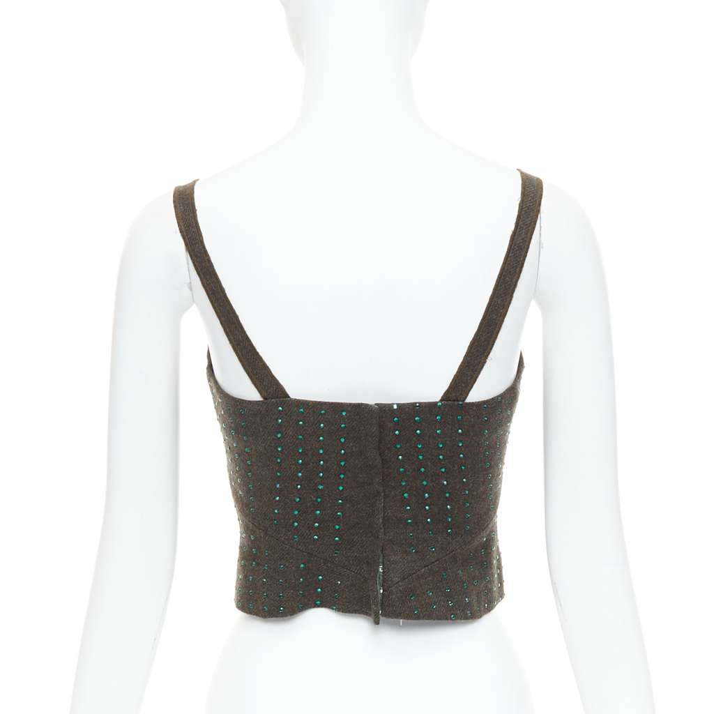 Miu Miu Green Crystal Bustier Green Wool Never worn - Box View