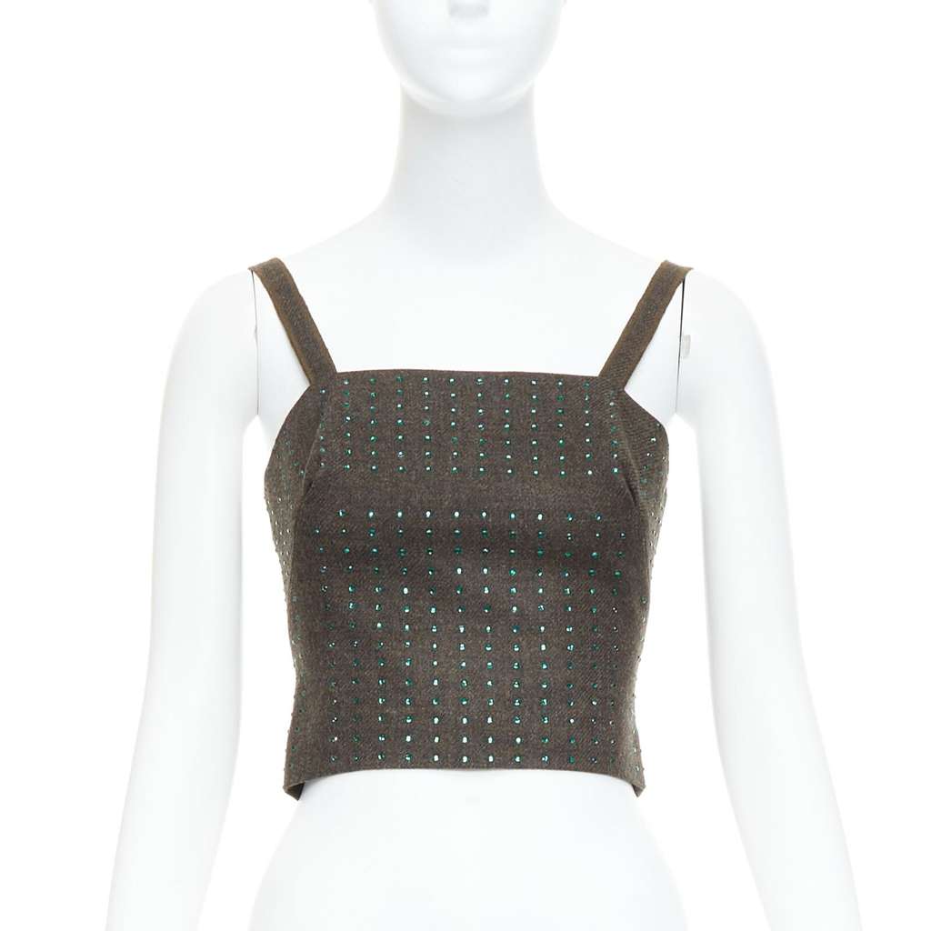 Miu Miu Green Crystal Bustier Green Wool Very good - Front View