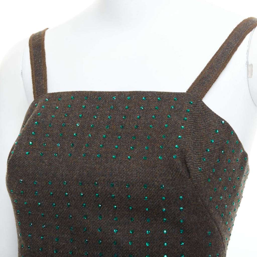 Miu Miu Green Crystal Bustier Green Wool Very good - Back View