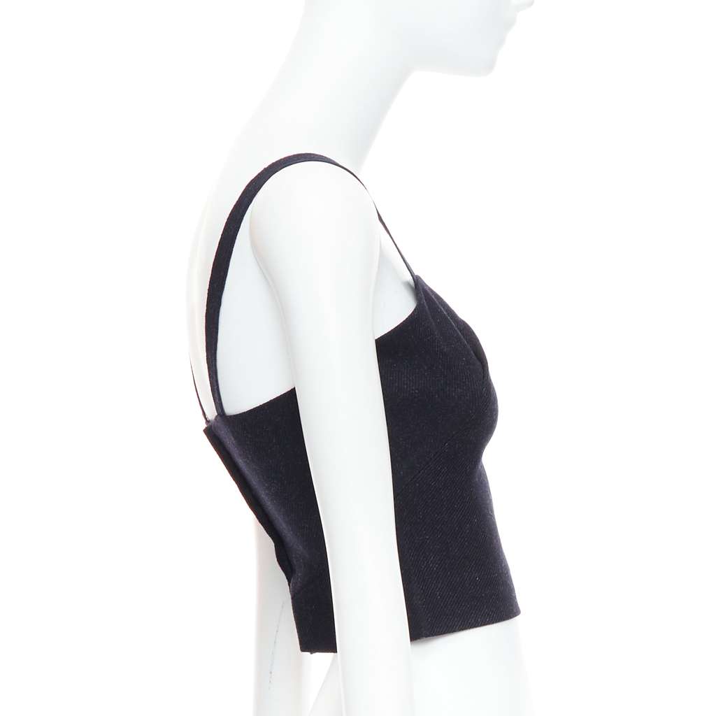 Miu Miu Charcoal Wool Bustier Navy Wool Very good - Model View