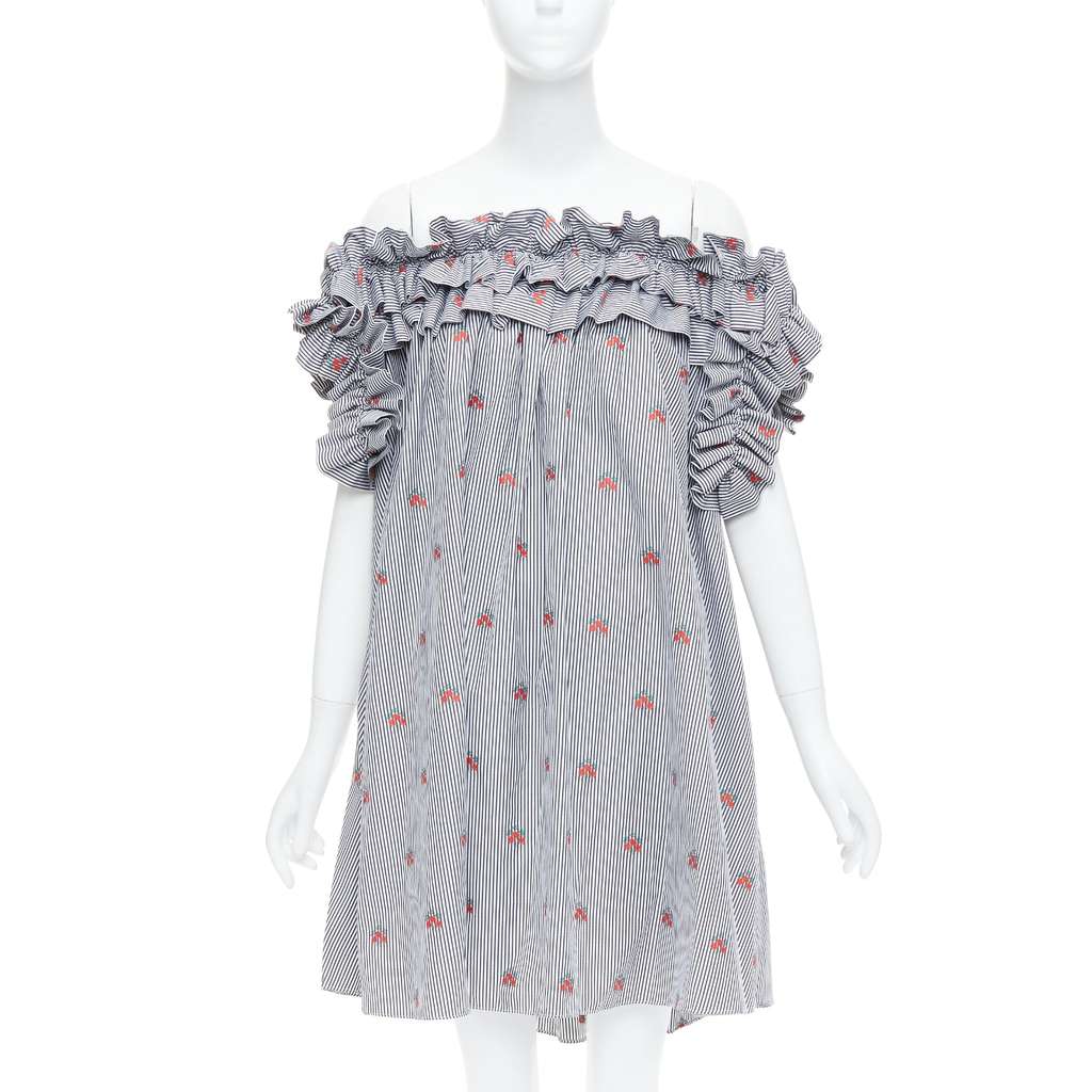 Alexander McQueen Pinstripe Tent Dress Navy Cotton Never worn, with tag - Front View