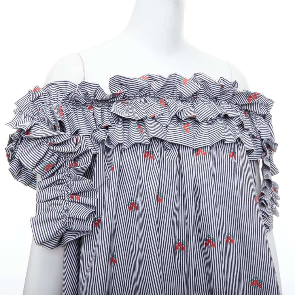Alexander McQueen Pinstripe Tent Dress Navy Cotton Never worn, with tag - Back View