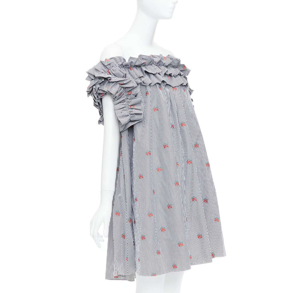 Alexander McQueen Pinstripe Tent Dress Navy Cotton Never worn, with tag - Inside View