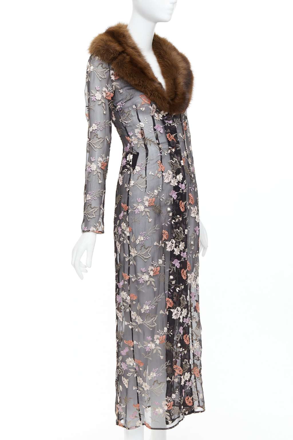 Dolce & Gabbana Black Floral Coat Black Silk Very good condition - Model View