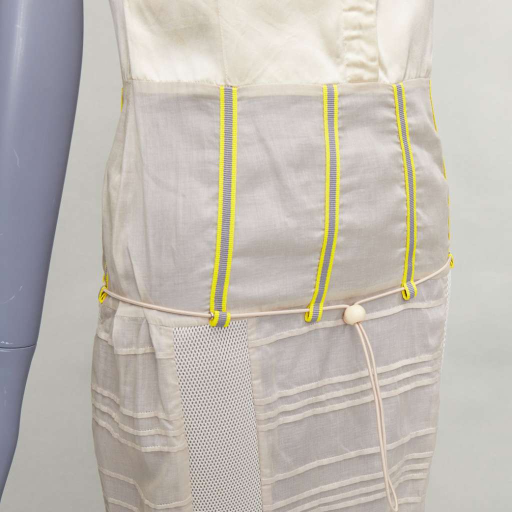 Miu Miu Patchwork Neon Dress Ecru Silk Very good - Back View