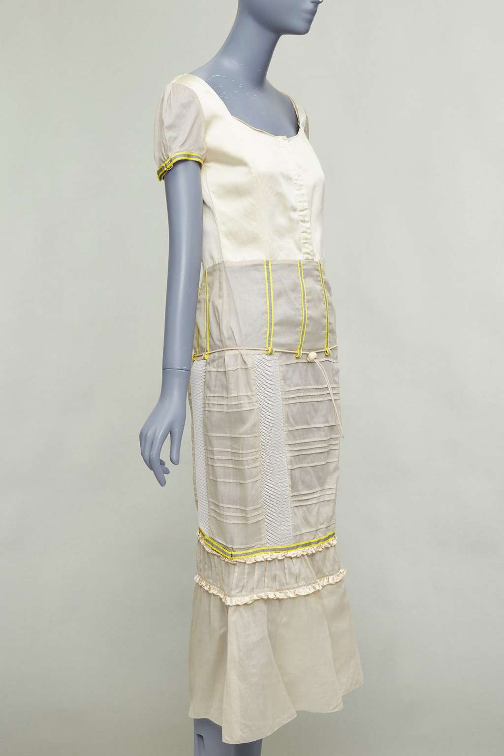 Miu Miu Patchwork Neon Dress Ecru Silk Very good - Inside View