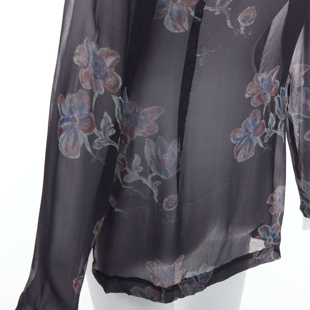 Dries Van Noten Silk Sheer Hi-Low Blouse Black Silk Very good condition - Back View