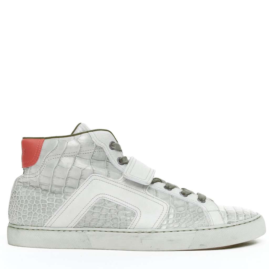 Hermès Croc High Tops Grey Leather Fair - Front View