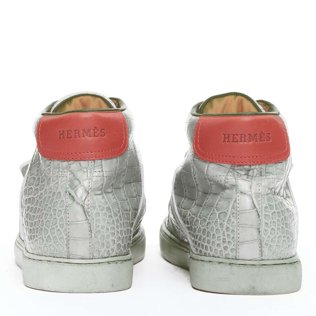 Hermès Croc High Tops Grey Leather Fair - Box View