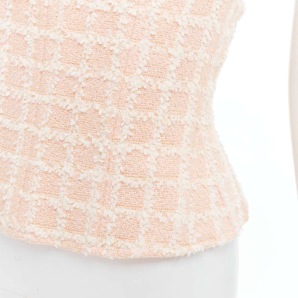 Chanel Silver Bow Black Boots Pink Tweed Very good - Back View