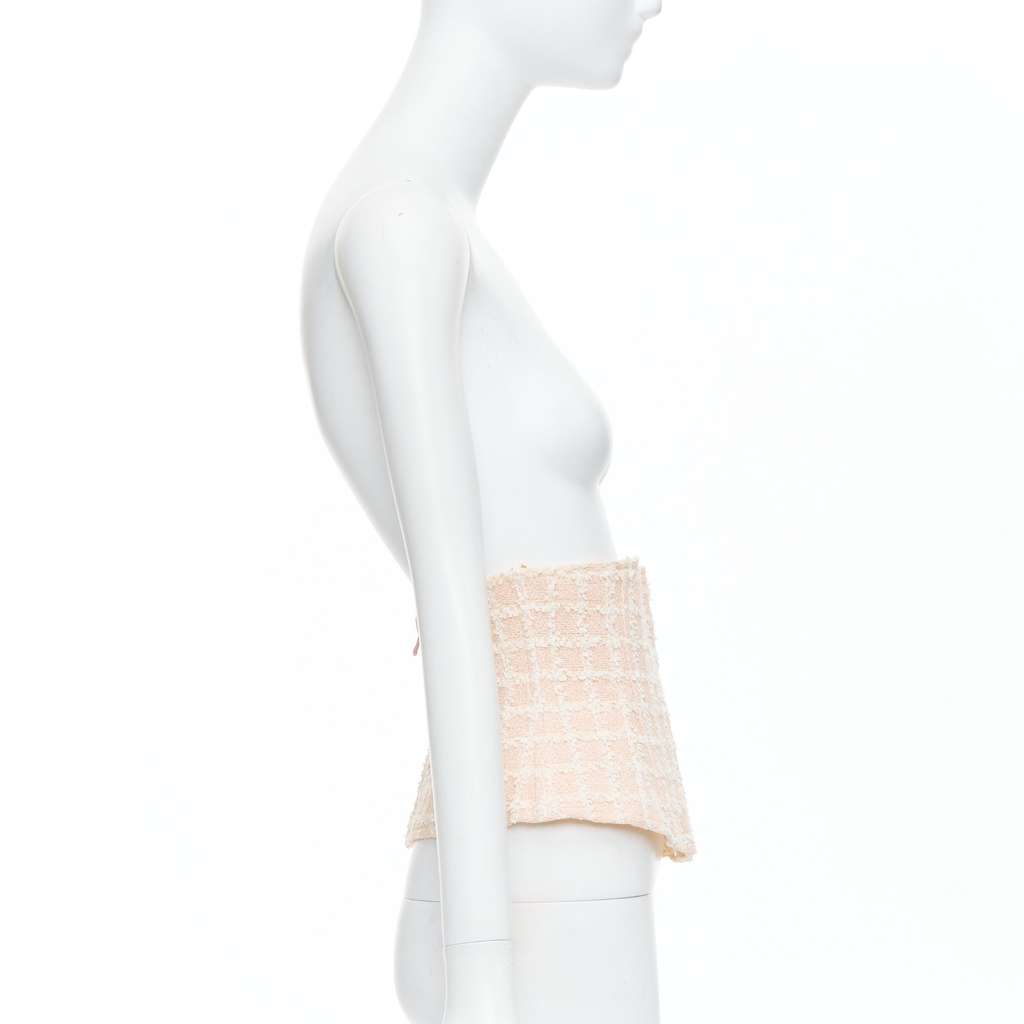 Chanel Silver Bow Black Boots Pink Tweed Very good - Model View