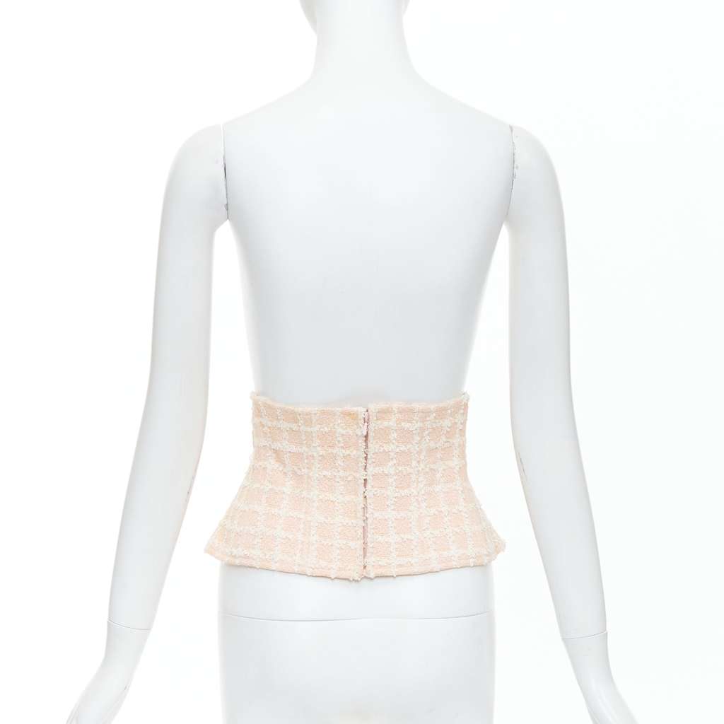 Chanel Silver Bow Black Boots Pink Tweed Very good - Box View