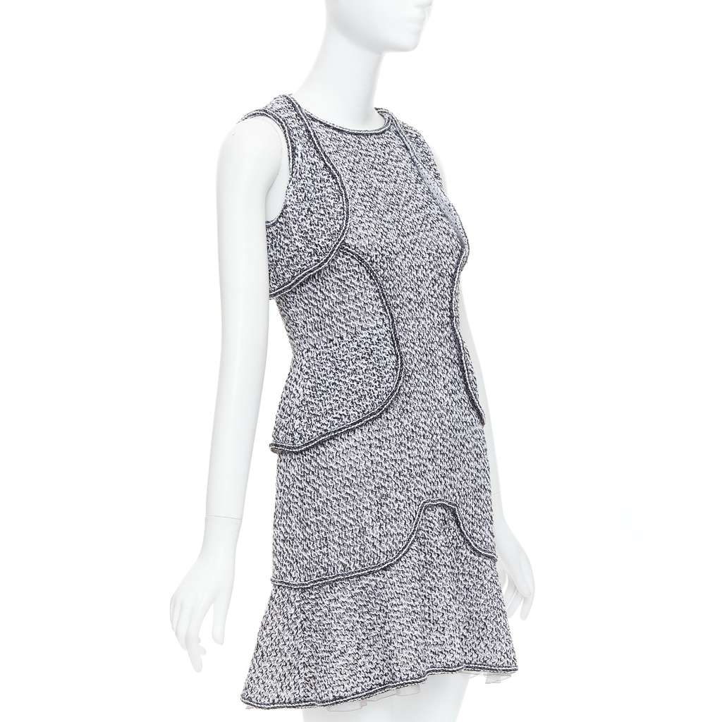 Chanel Tweed Ruffle Dress Black Cotton Never worn - Inside View