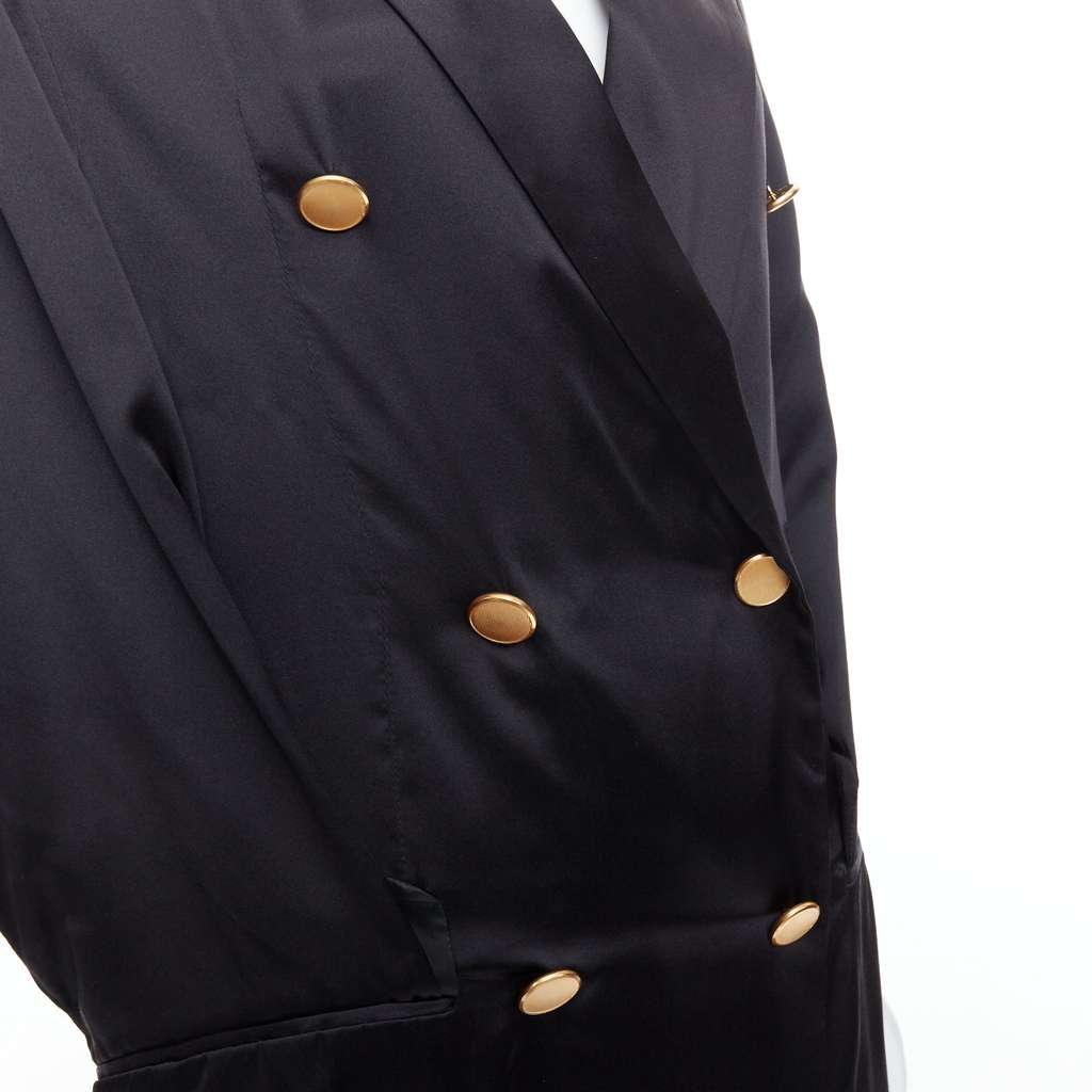 Maison Martin Margiela Tucked Sleeve Blazer Dress Black Silk Very good - Back View