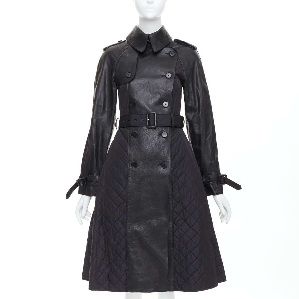 Jean Paul Gaultier Quilted Trench Coat Black Good - Front View
