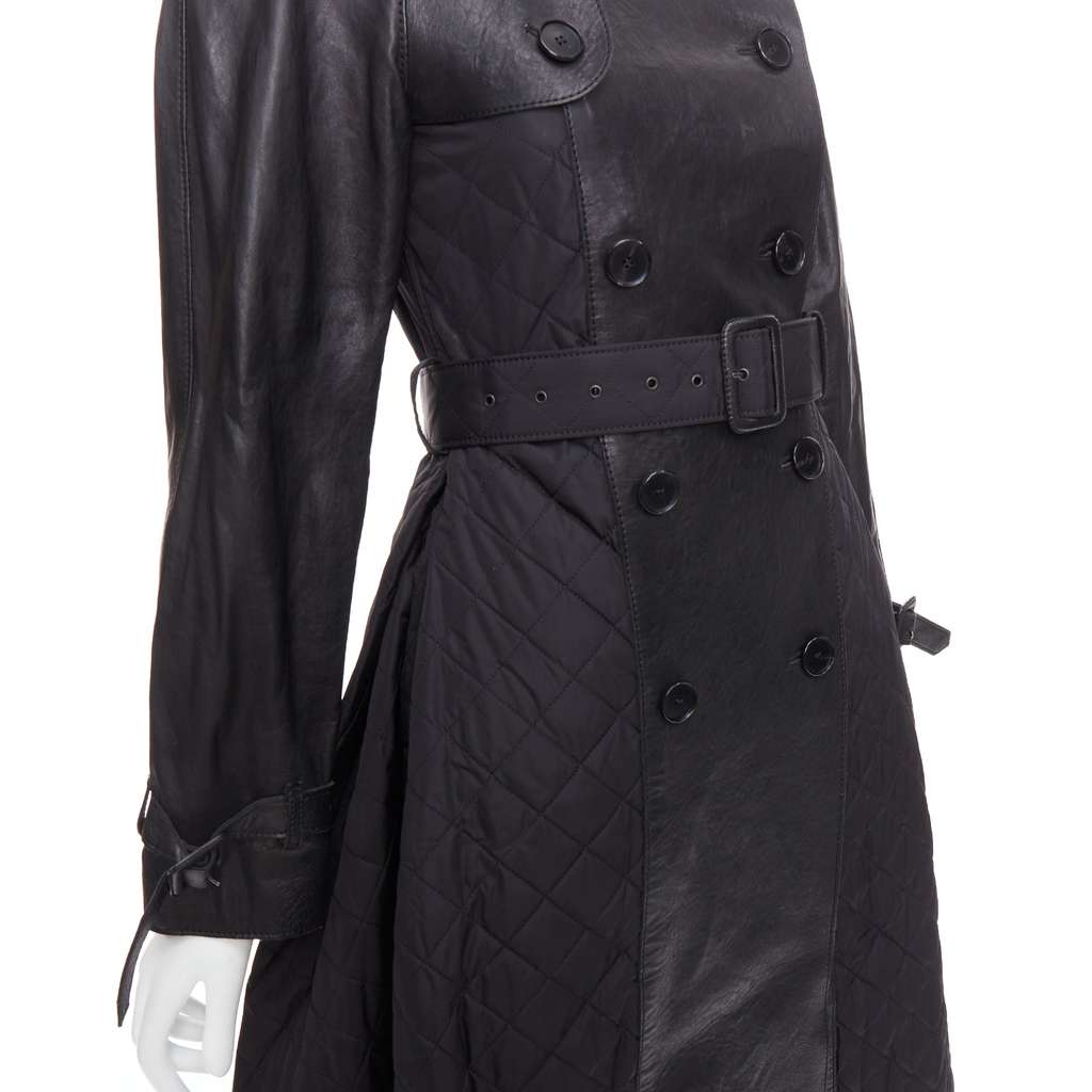 Jean Paul Gaultier Quilted Trench Coat Black Good - Back View