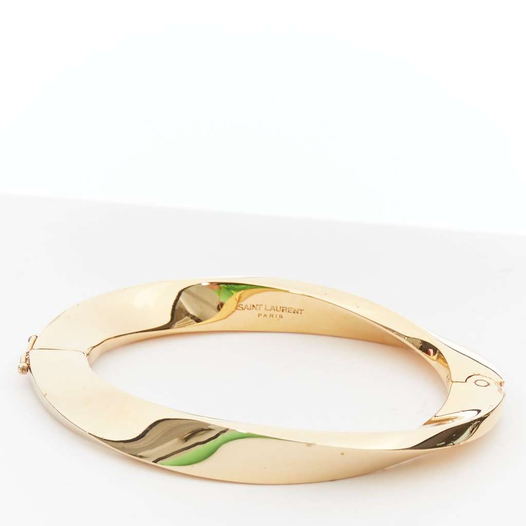 Saint Laurent Twisted Gold Hard Bangle Gold Metal Very good - Model View